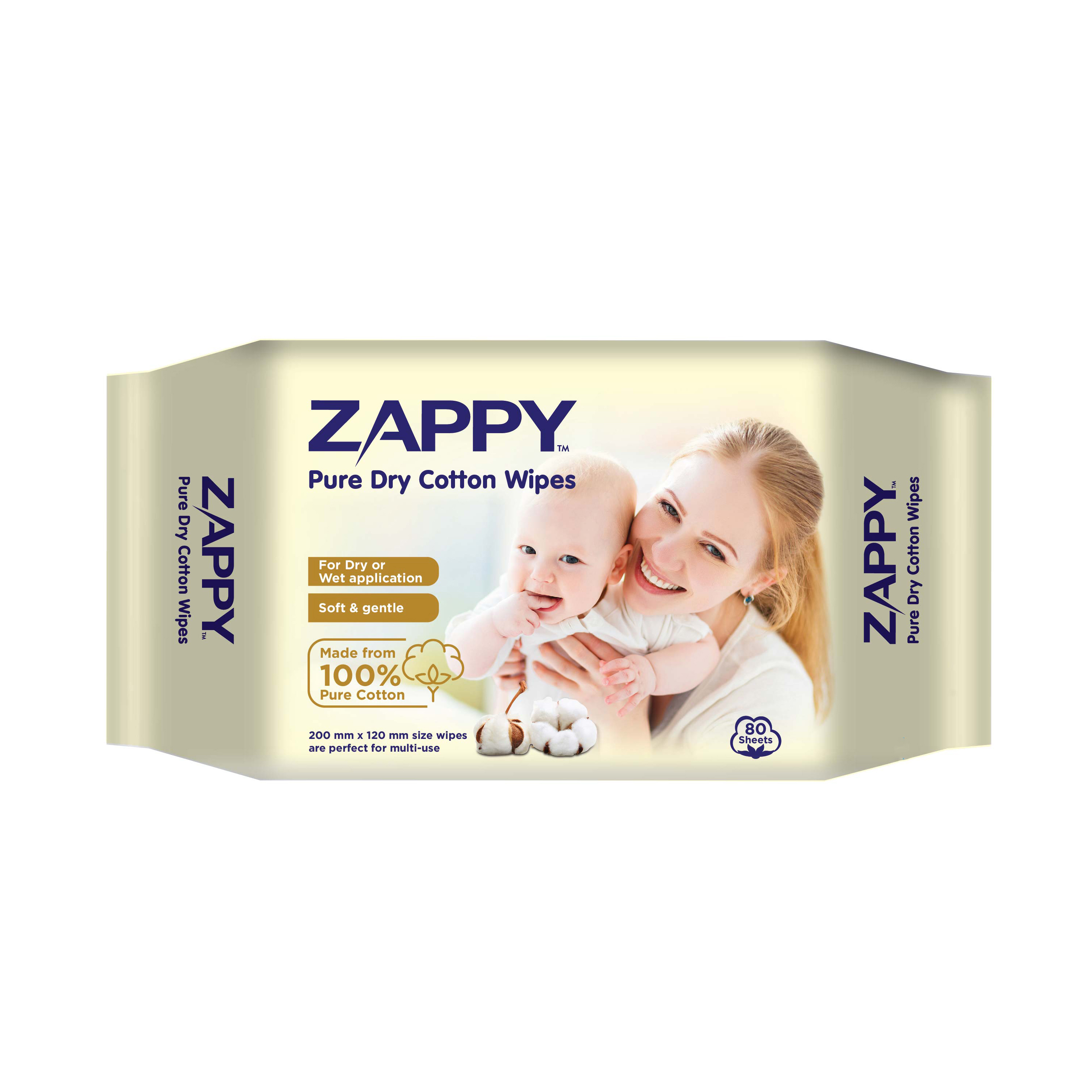 Zappy Pure Dry Cotton Wipes (12pkt/CTN)